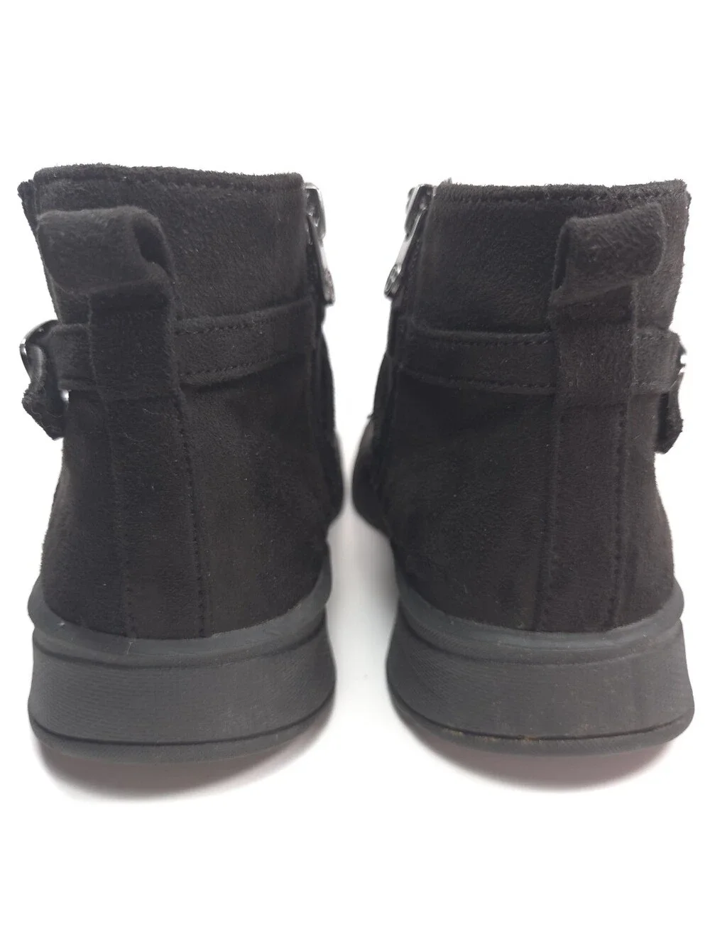 Bzees Guilder Black Stretch Fabric Ankle Bootie w/ Buckle Strap Sz 7